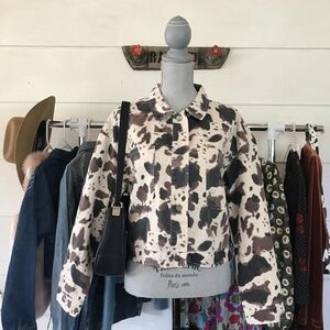love, Fire Brown and Cream Cow Print Jacket